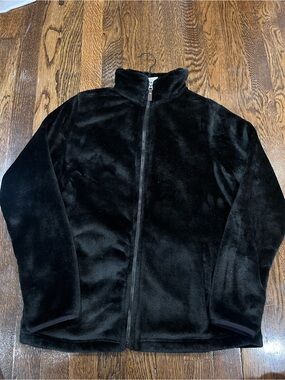 Black Plush Full-Zip Jacket